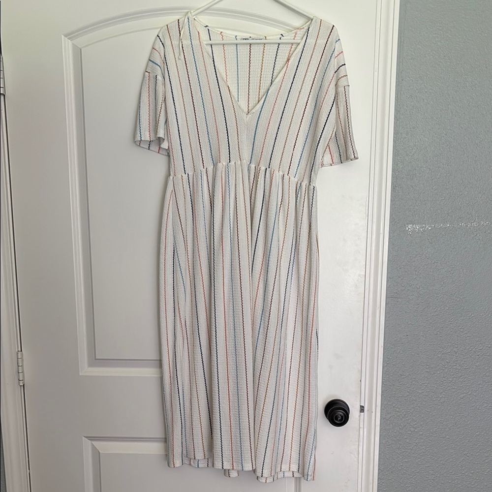 Zara Multicolor Striped Midi Dress